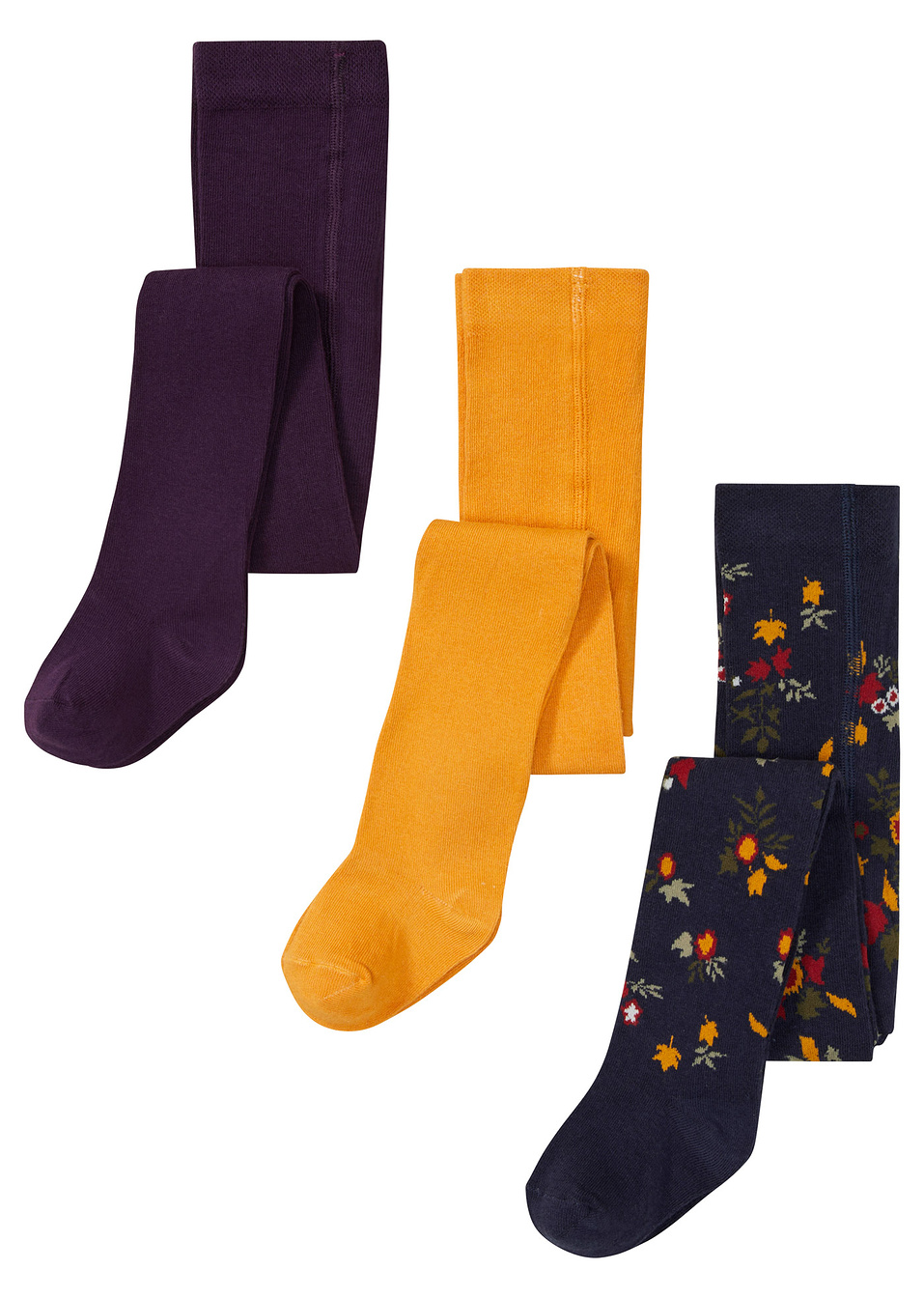 Καλσόν (συσκευασία των 3) με βιολογικό βαμβάκι-Μπλε σκούρο εμπριμέ + Μελί + Βιολετί σκούρο-bpc bonprix collection