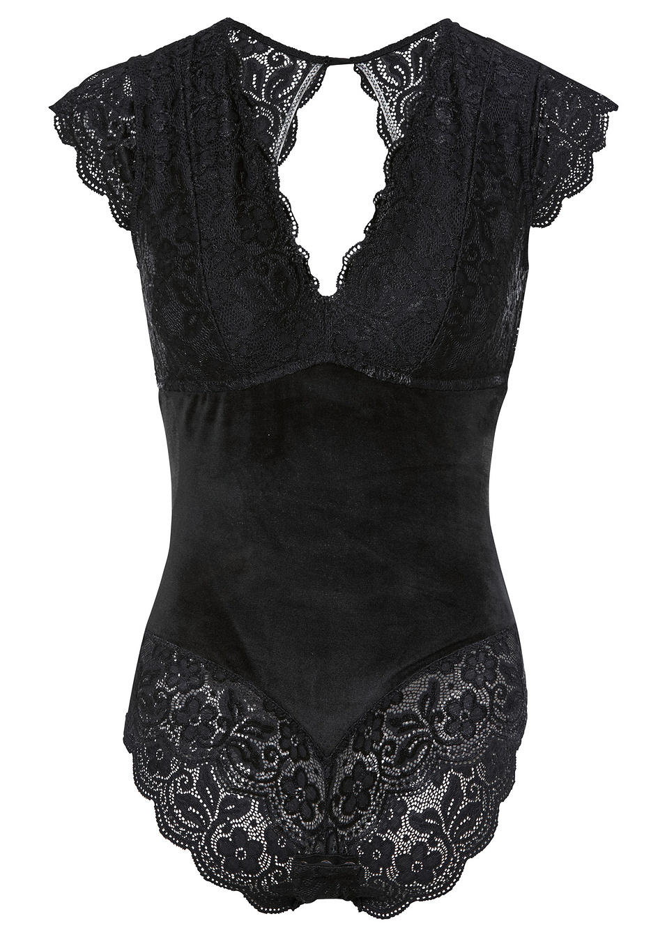 Кадифено боди без банели-Черно-BODYFLIRT