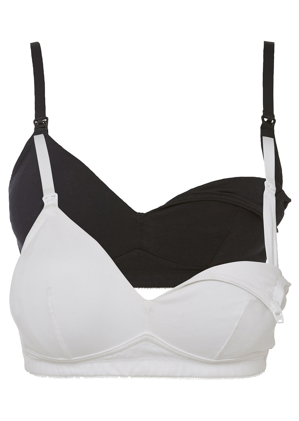Сутиен за кърмене без банели от био памук (опаковка с 2 бр.)-Черно + Бяло-