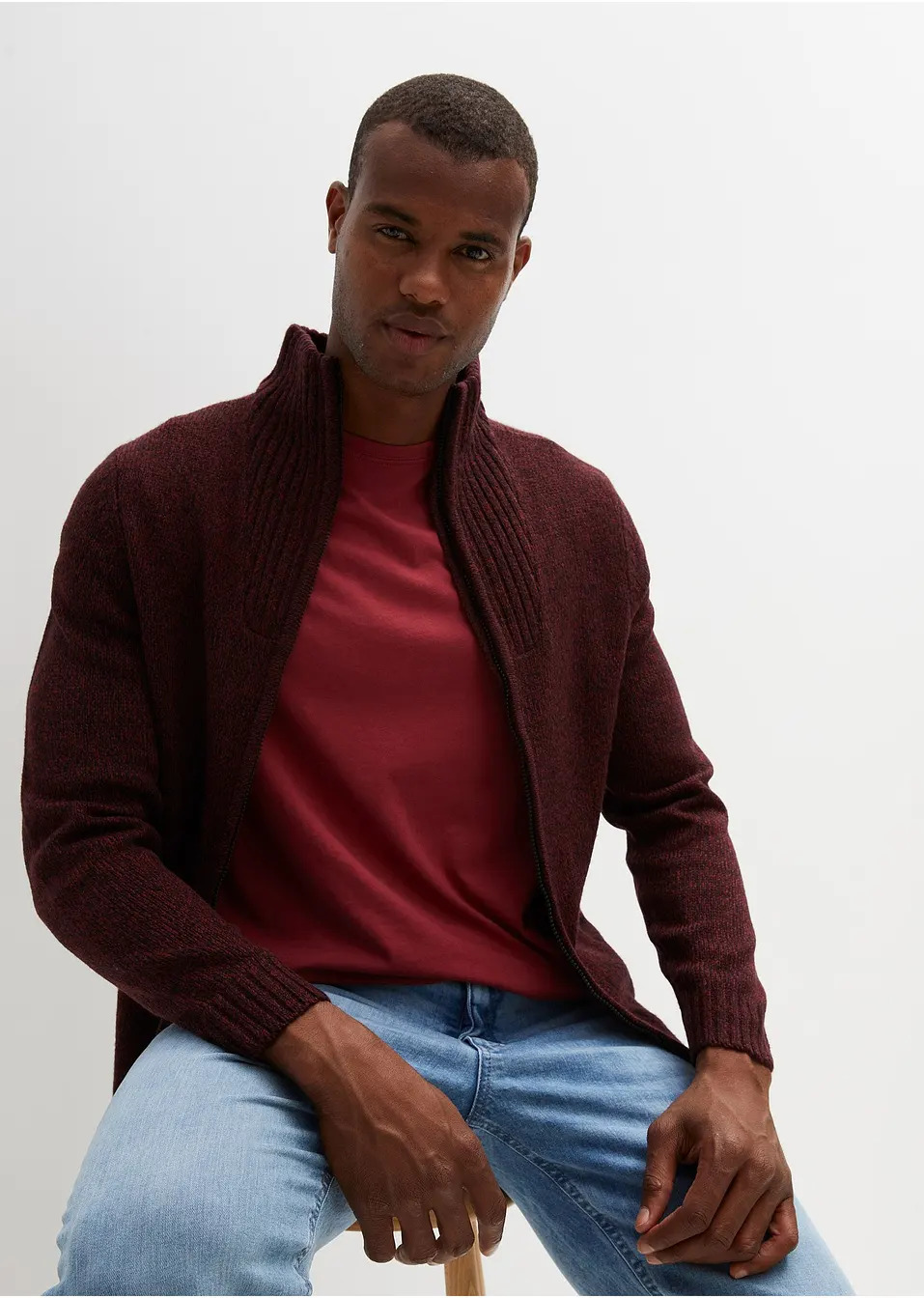 Ζακέτα με ίσιο γιακά και ανακυκλωμένο ακρυλικό-John Baner JEANSWEAR