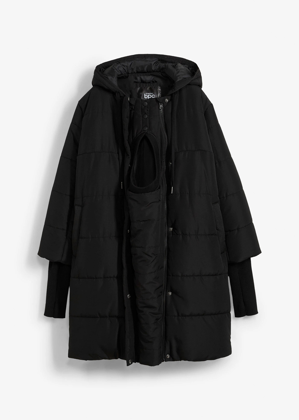 Палто за бременни с приставка за бебеносене-Черно-bpc bonprix collection