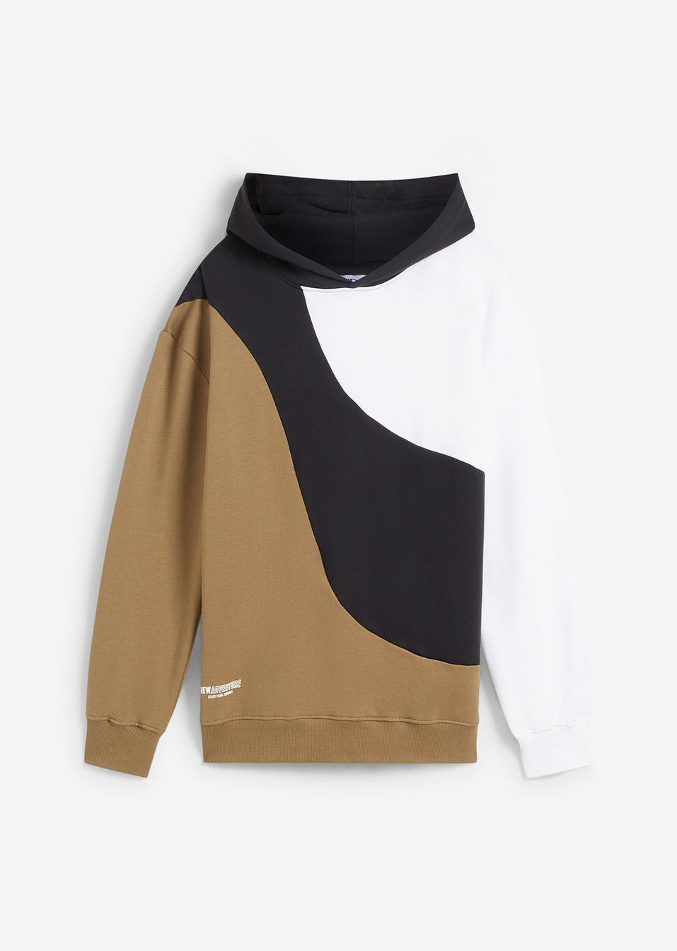 Φούτερ με κουκούλα-Χακί/Μαύρο/Λευκό εμπριμέ-bpc bonprix collection