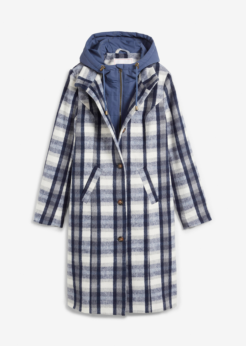 Χειμωνιάτικο παλτό 2-σε-1-Λουλακί/Γκρι καρό-John Baner JEANSWEAR