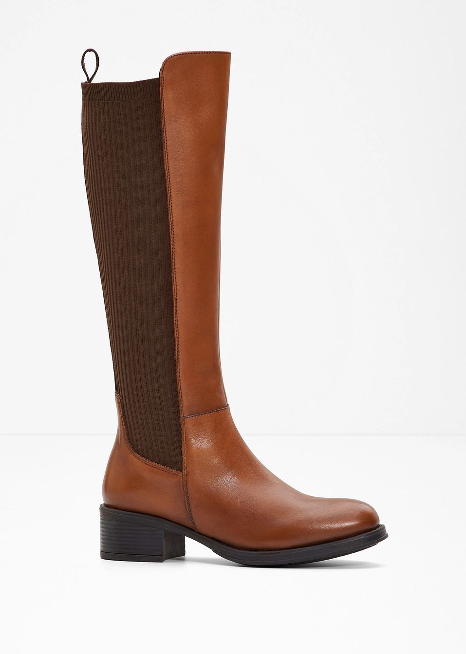 Φαρδιές δερμάτινες μπότες-Του κονιάκ-bpc selection