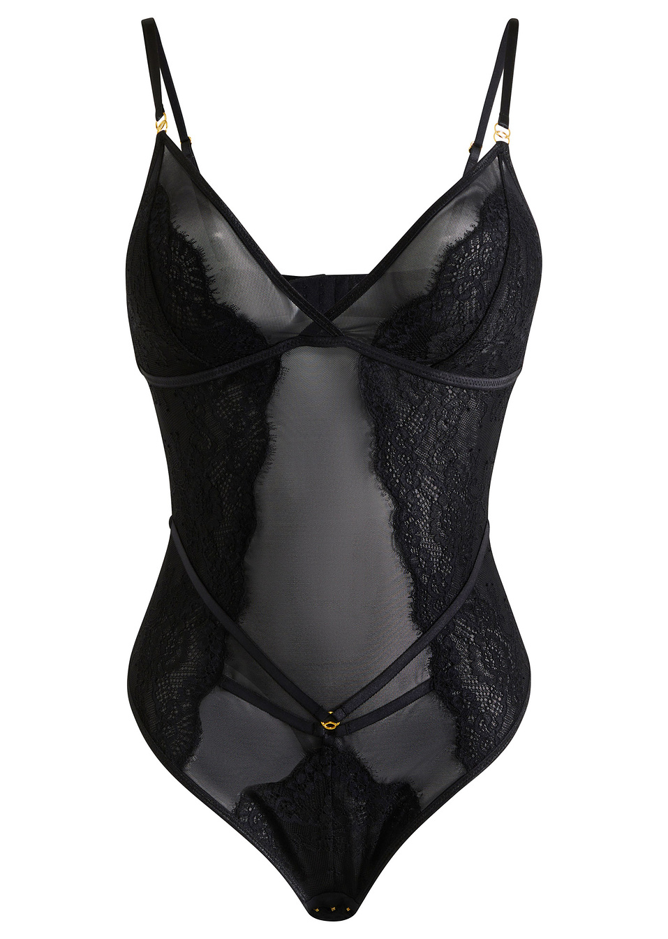 Κορμάκι με στρινγκ χωρίς μπανέλα-Μαύρο-BODYFLIRT