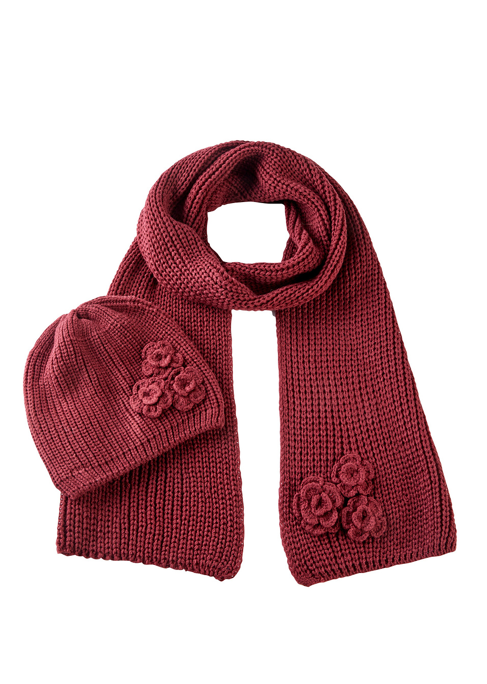 Κασκόλ και σκουφάκι (σετ 2 τεμ.)-Κόκκινο σκούρο-bpc bonprix collection