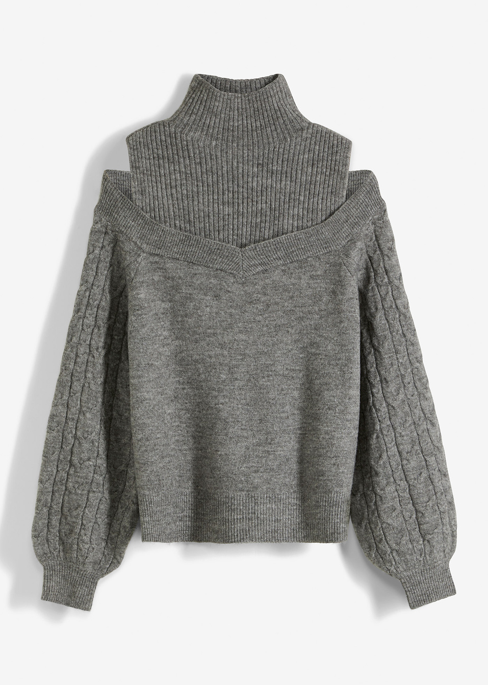 Πουλόβερ με cut-outs-Γκρι μελανζέ-BODYFLIRT