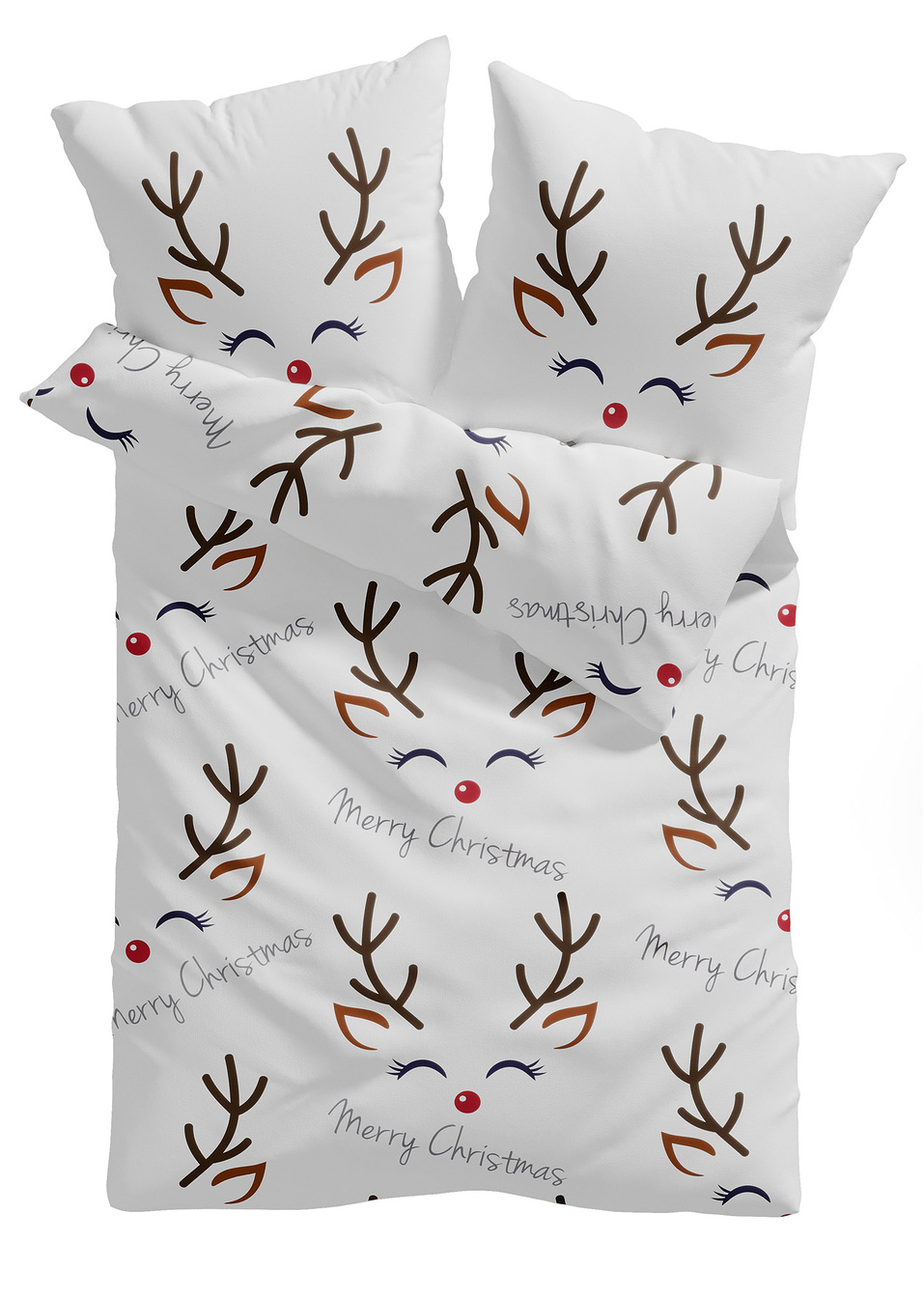 Παπλωματοθήκη με τάρανδους-Λευκό-bpc living bonprix collection