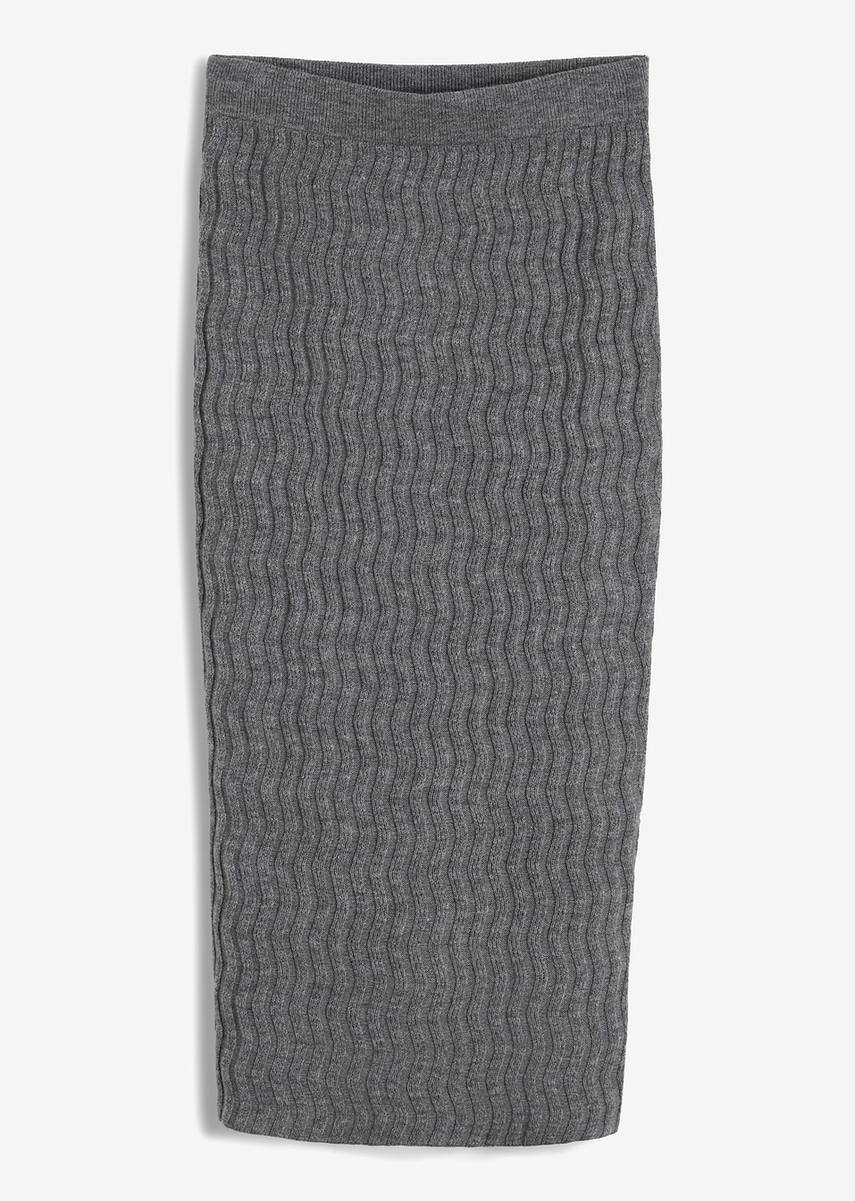 Πλεκτή φούστα longuette-Γκρι μελανζέ-BODYFLIRT