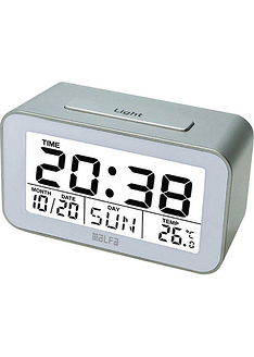 Ρολόι επιτραπέζιο ET622A Alfaone ψηφιακό με ένδειξη θερμοκρασίας και φωτιζόμενη οθόνη Ασημί-Λευκό-ALFAONE