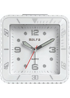 Ρολόι επιτραπέζιο 2810 Alfaone αναλογικό αθόρυβο με φωτισμό Led Λευκό rubber-Ασημί-ALFAONE
