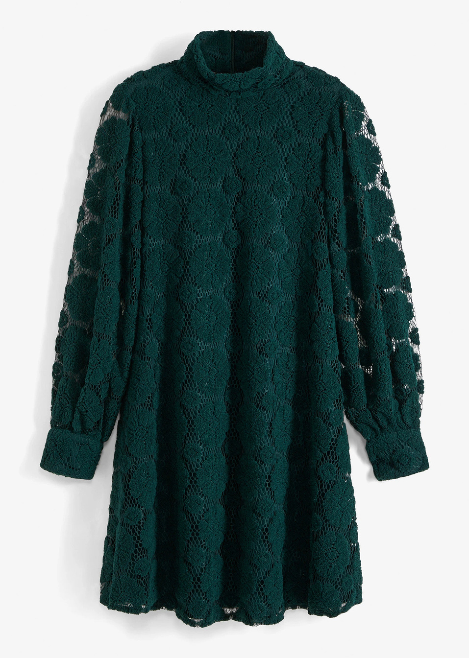 Δαντελένιο φόρεμα-Πράσινο σκούρο-RAINBOW