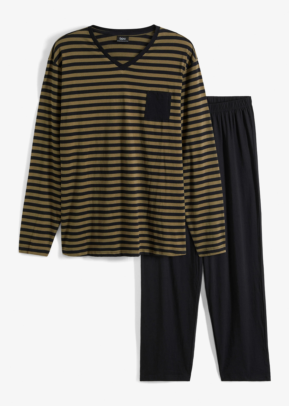 Пижама на райета-Черно/Масленозелено тъмно райе-bpc bonprix collection