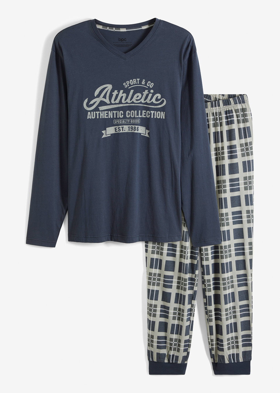 Пижама-Нощно синьо/Сиво с щампа-bpc bonprix collection