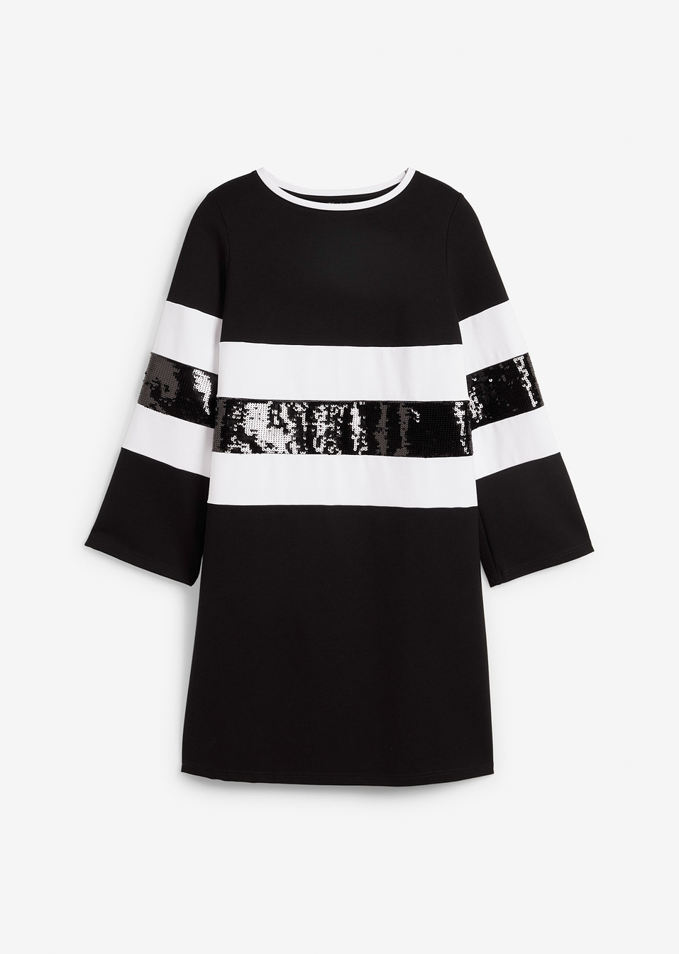 Φόρεμα με παγιέτες-Μαύρο/Λευκό ριγέ-bpc selection