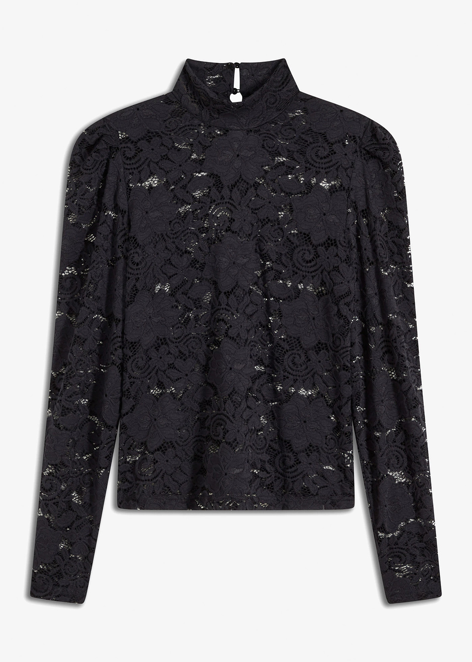 Δαντελένια μπλούζα-Μαύρο-BODYFLIRT