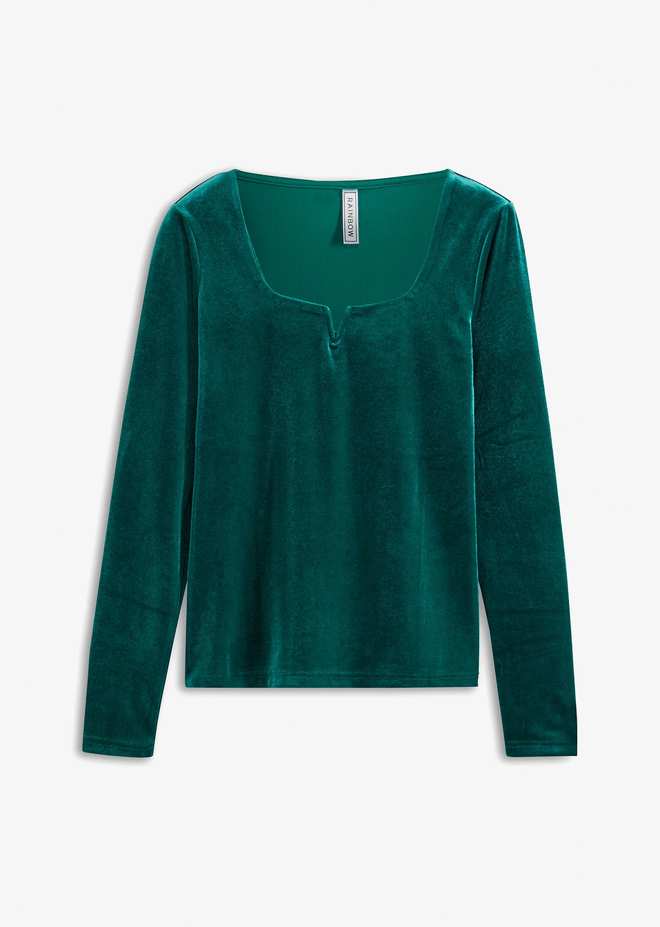 Βελούδινη μπλούζα με σκίσιμο-Πράσινο του νεφρίτη-RAINBOW