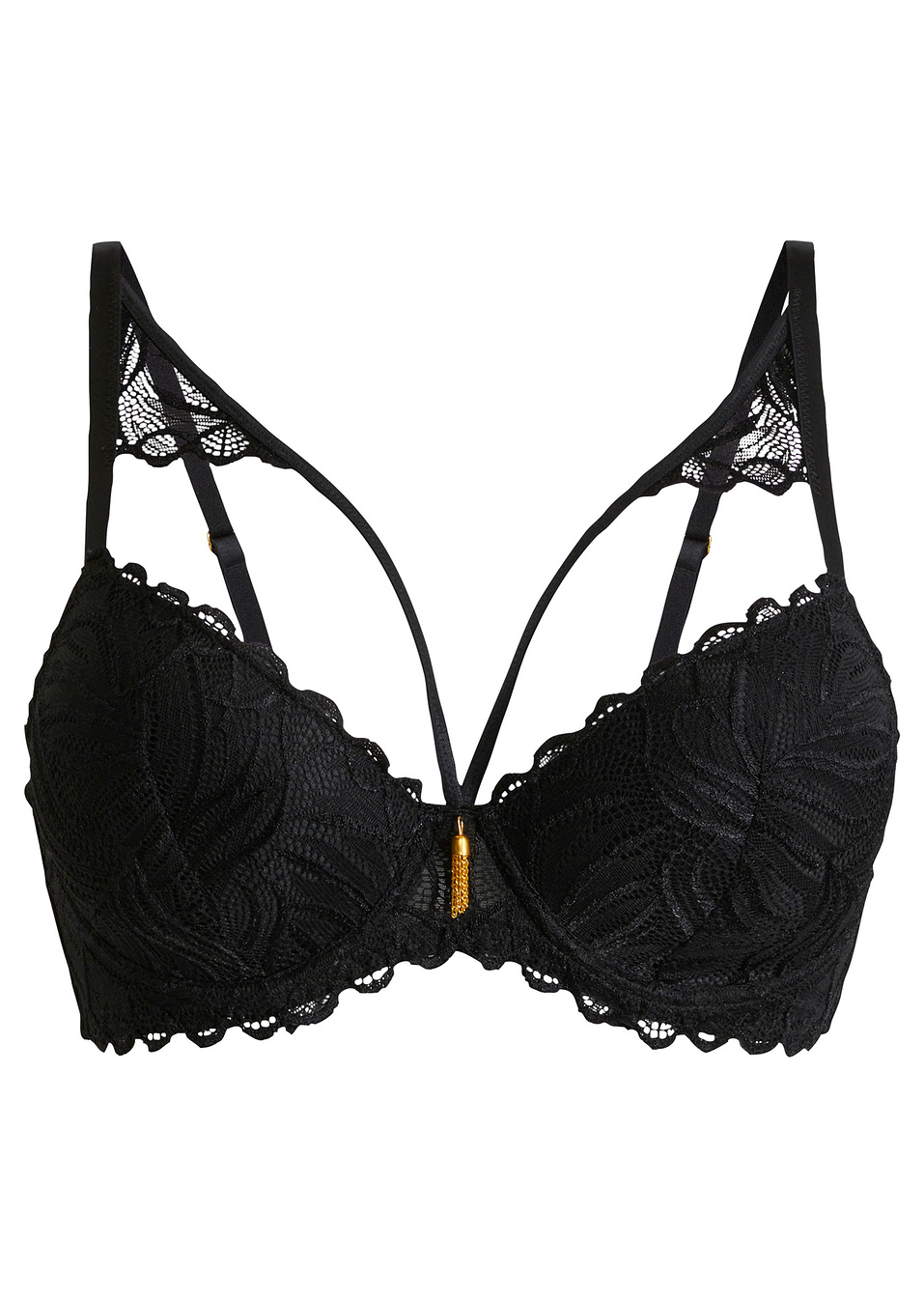 Σουτιέν με μπανέλα και ανακυκλωμένο πολυαμίδιο με μπανέλα-Μαύρο-BODYFLIRT