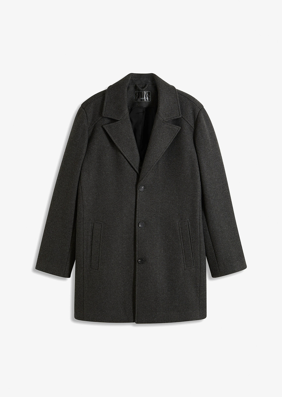 Κοντό παλτό Premium από μεικτό μαλλί-Ανθρακί μελανζέ-bpc selection