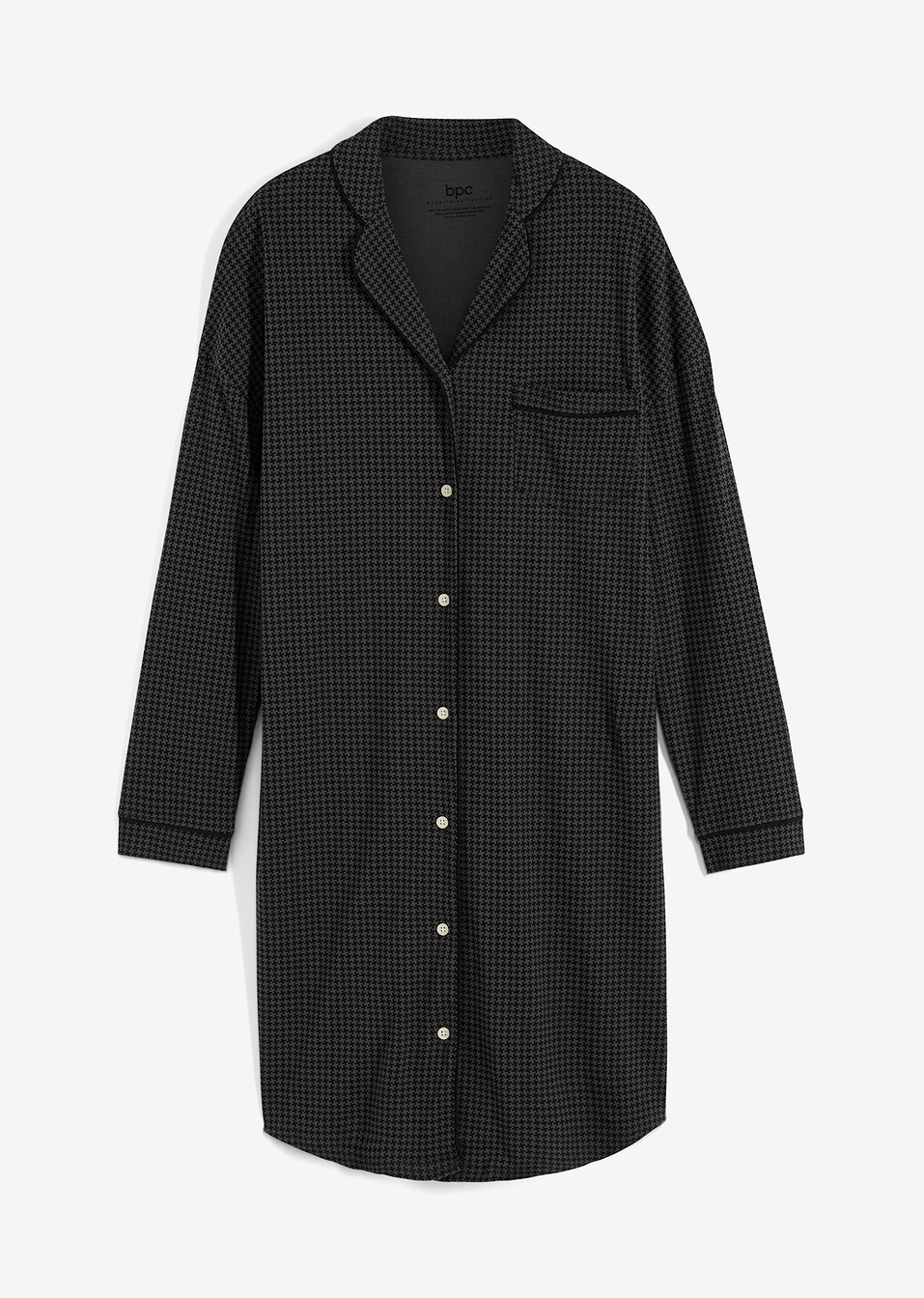 Νυχτικό oversized με κουμπιά-Μαύρο/Του σχιστόλιθου εμπριμέ-bpc bonprix collection