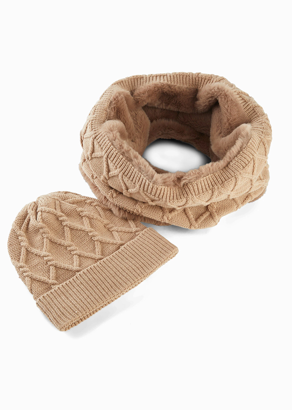 Λαιμός και σκουφάκι (σετ 2 τεμ.)-Καφέ ανοιχτό-bpc bonprix collection