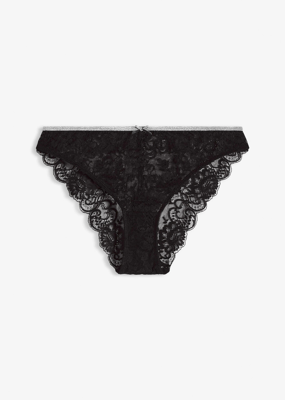 Brazilian από ανακυκλωμένο πολυαμίδιο-Μαύρο/Ασημί-BODYFLIRT