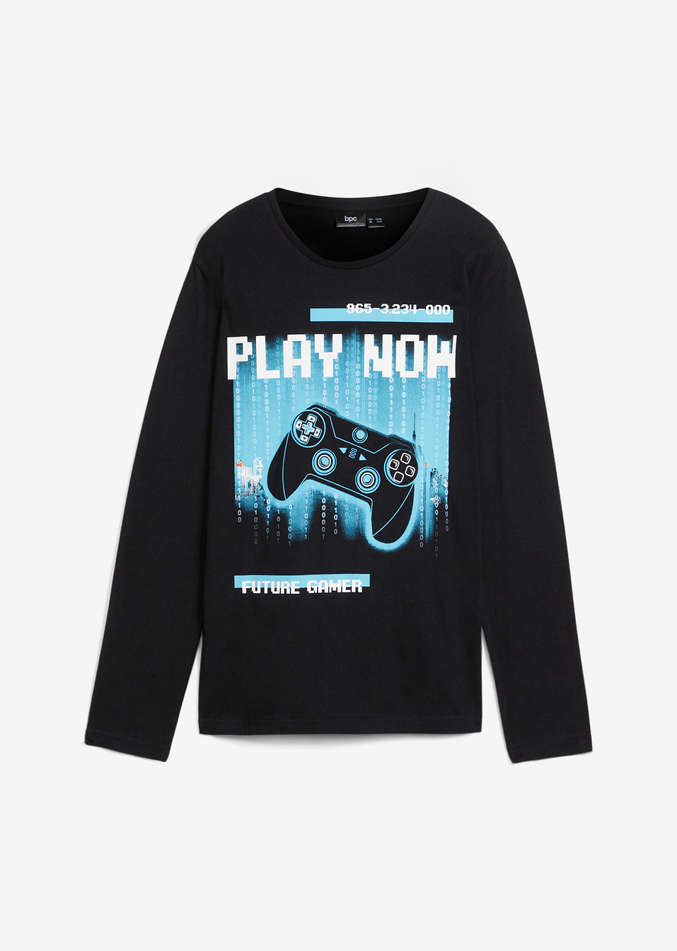 Μακρυμάνικη μπλούζα από βιολογικό βαμβάκι-Μαύρο-bpc bonprix collection