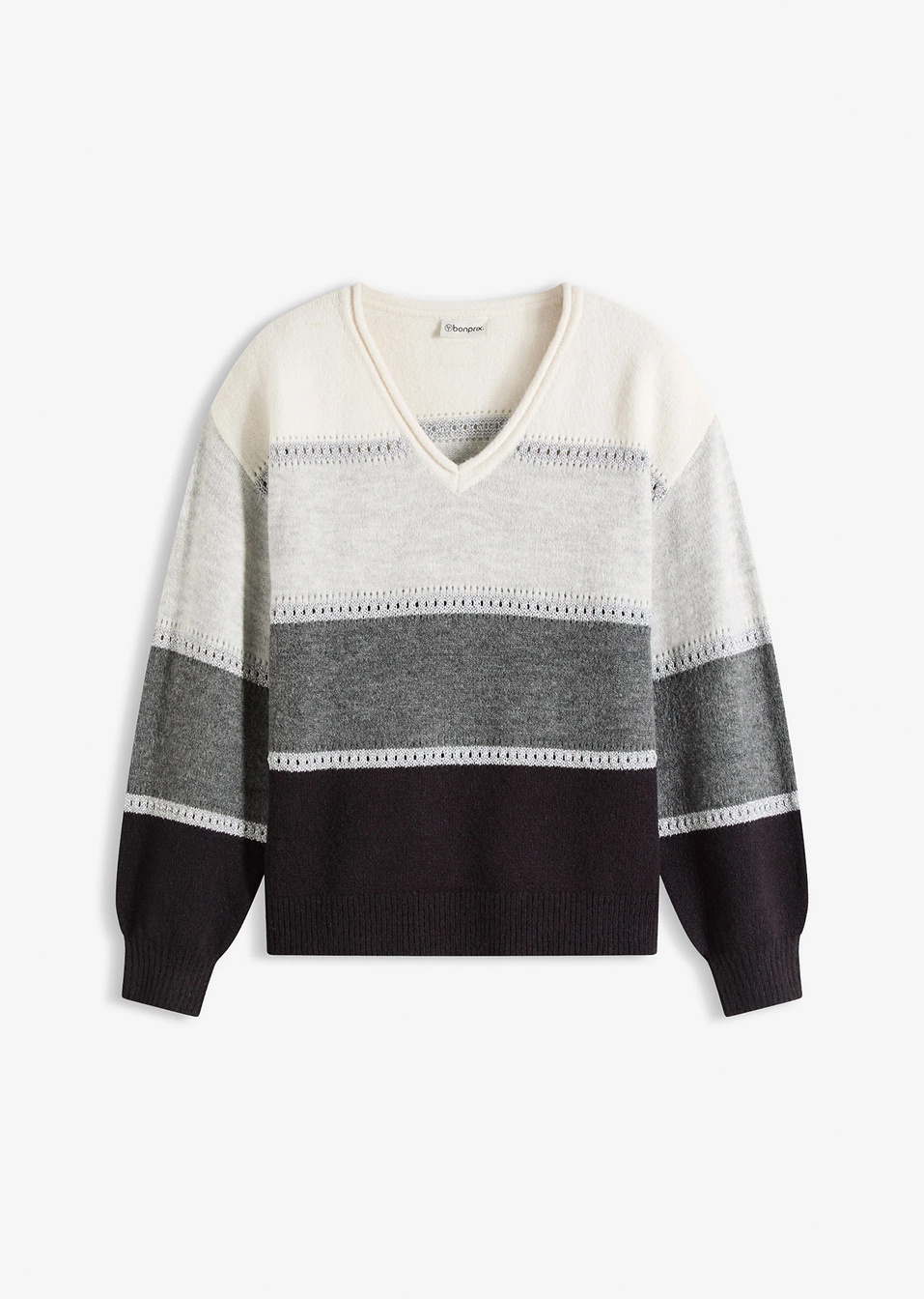 Πουλόβερ-Μαύρο/Ανθρακί μελανζέ/Γκρι ανοιχτό μελανζέ/Λευκό-RAINBOW