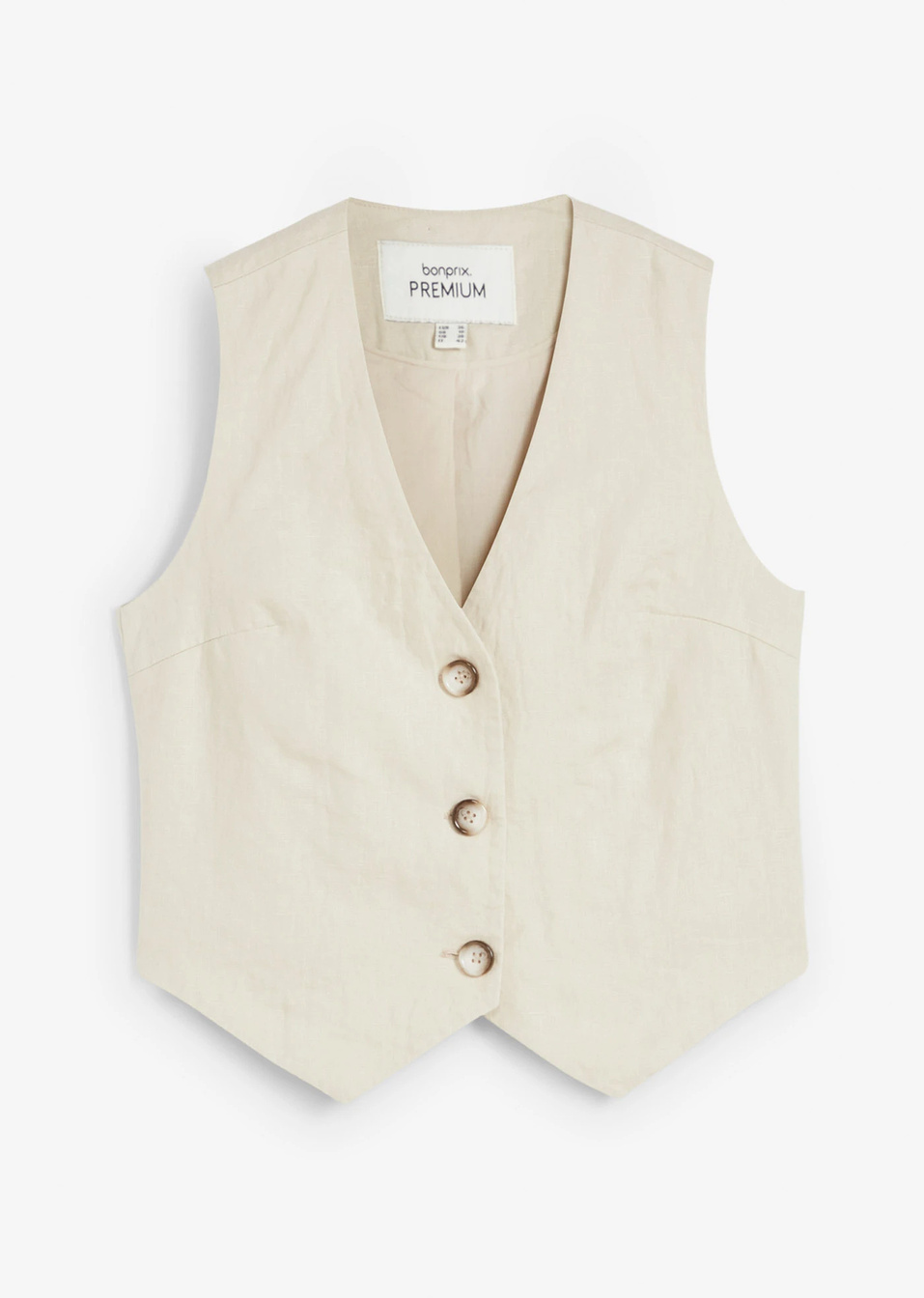 Елек от чист лен-Пясъчно-bonprix PREMIUM