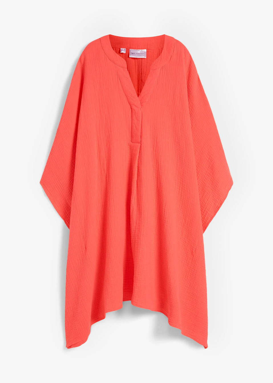 Φόρεμα τουνίκ για την παραλία από μουσελίνα-Κόκκινο ανοιχτό-bpc selection