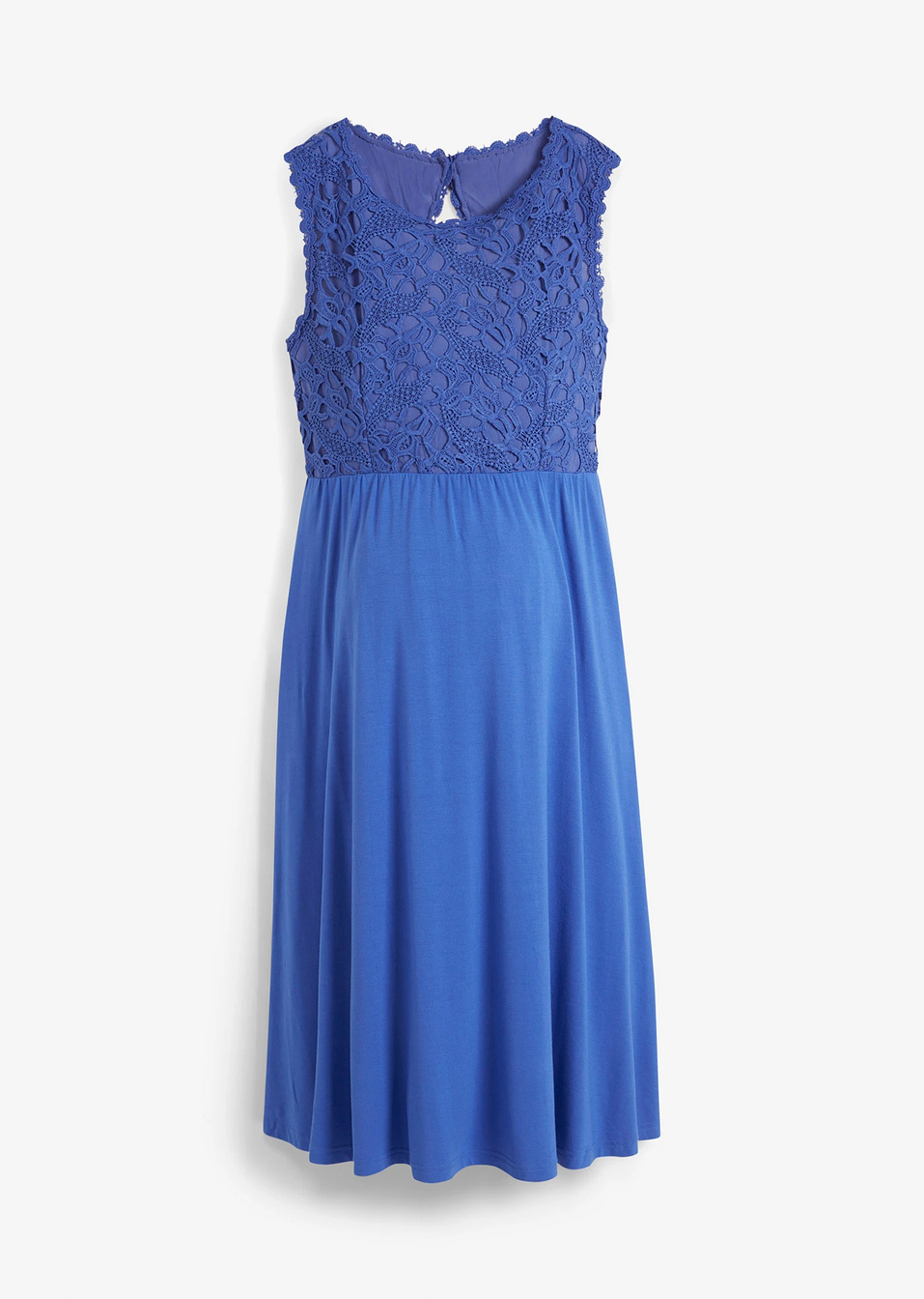 Φόρεμα εγκυμοσύνης με δαντέλα και επεξεργασία σφηκοφωλιάς στην πλάτη-Μπλε-bpc bonprix collection