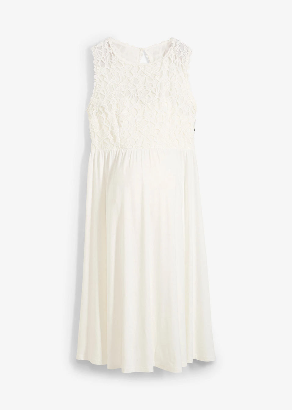 Φόρεμα εγκυμοσύνης με δαντέλα και επεξεργασία σφηκοφωλιάς στην πλάτη-Λευκό κρεμ-bpc bonprix collection