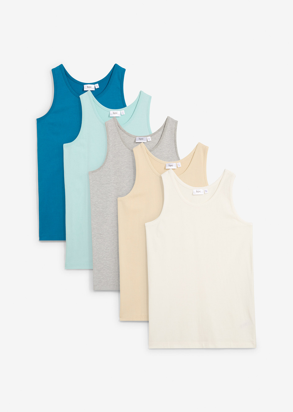 Φανελάκι (συσκευασία των 5)-Γκρι ανοιχτό μελανζέ/Λευκό κρεμ/Τιρκουάζ/Της άμμου/Πράσινο της μέντας-bpc bonprix collection