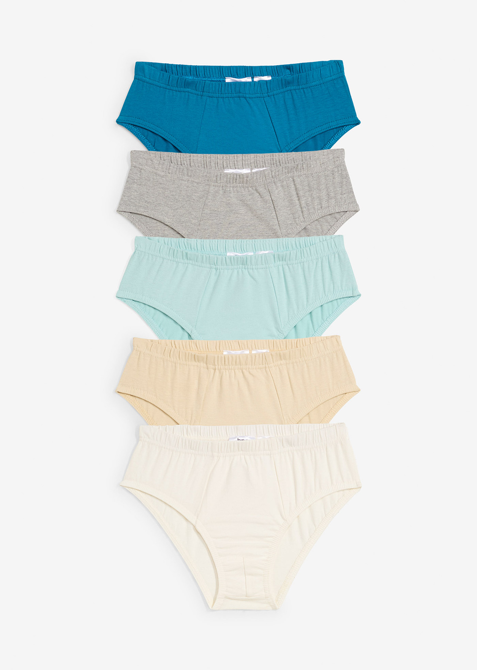 Слипове (опаковка с 5 бр.)-Светло сиво меланж/Тюркоаз/Кремаво бяло/Пясъчно-bpc bonprix collection