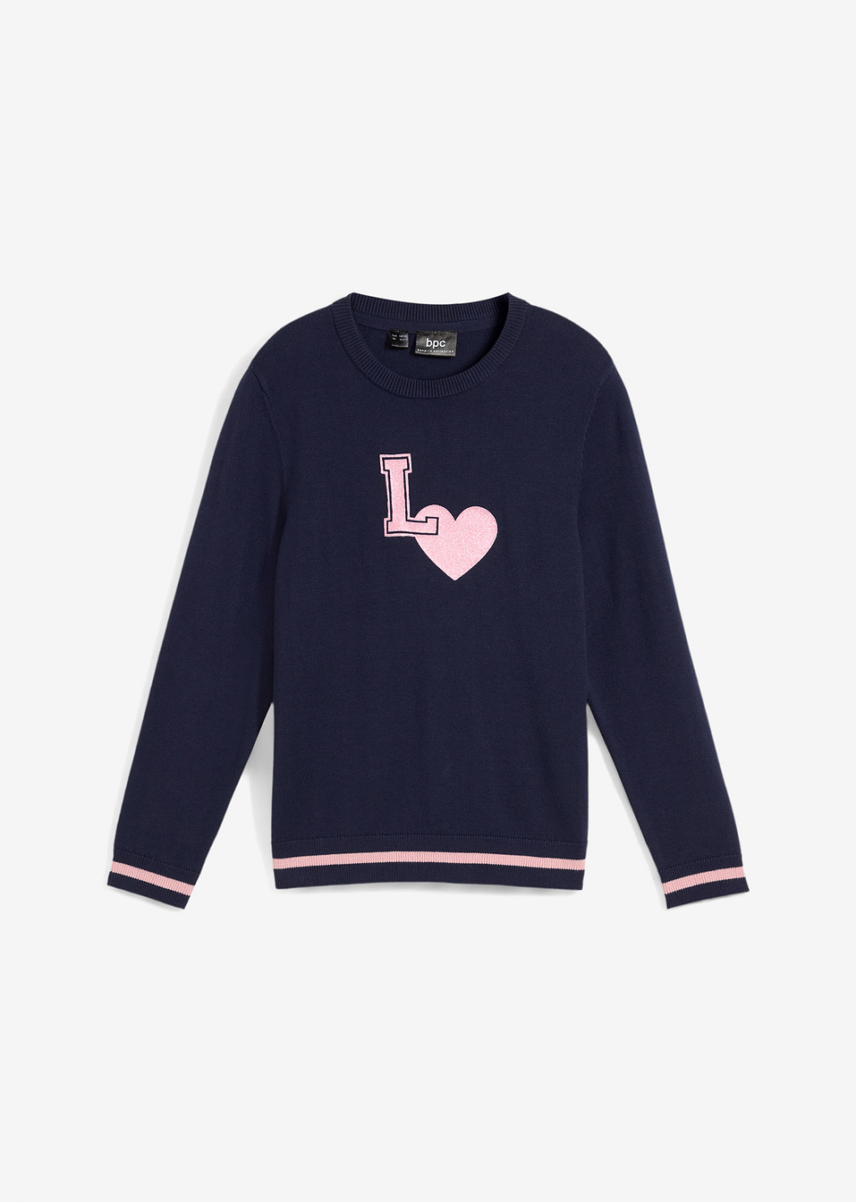 Пуловер с щампа-Тъмно синьо-bpc bonprix collection