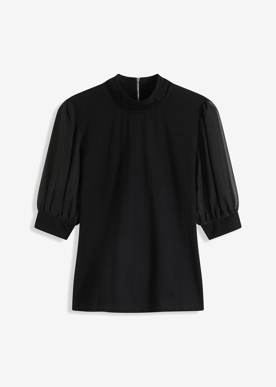 Μπλούζα με μανίκια balloon-Μαύρο-BODYFLIRT boutique