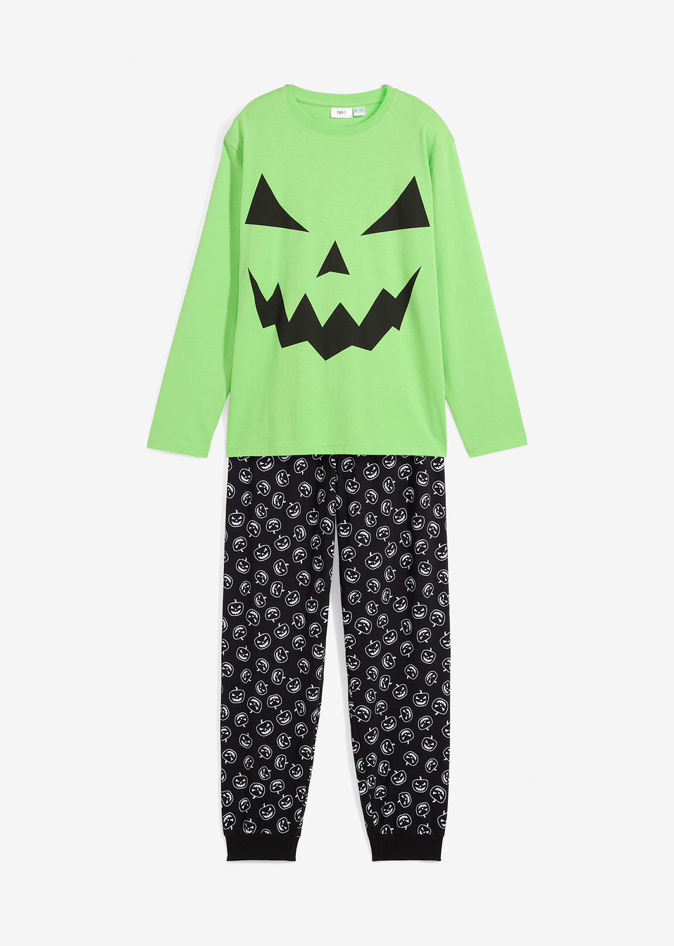 Πιτζάμα από βιολογικό βαμβάκι-Πράσινο έντονο/Μαύρο-bpc bonprix collection