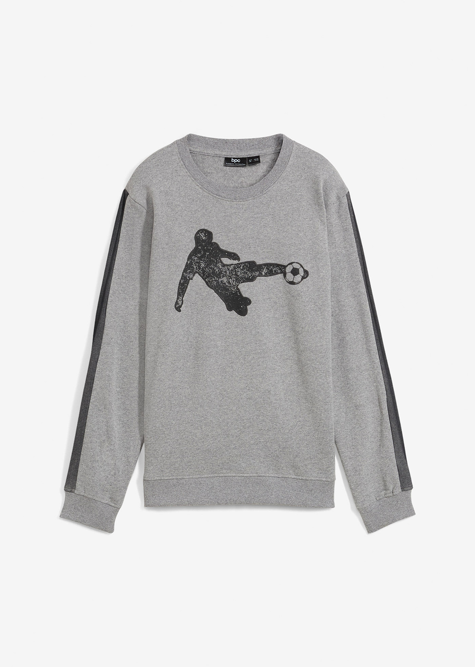 Суитчър с обло деколте и щампа-Сиво меланж-bpc bonprix collection