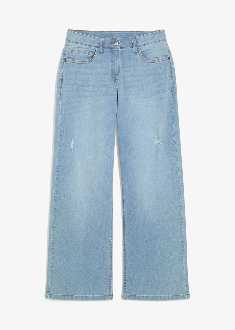 Τζιν wide leg, μεσαίο ύψος μέσης-Μπλε του πάγου denim-John Baner JEANSWEAR