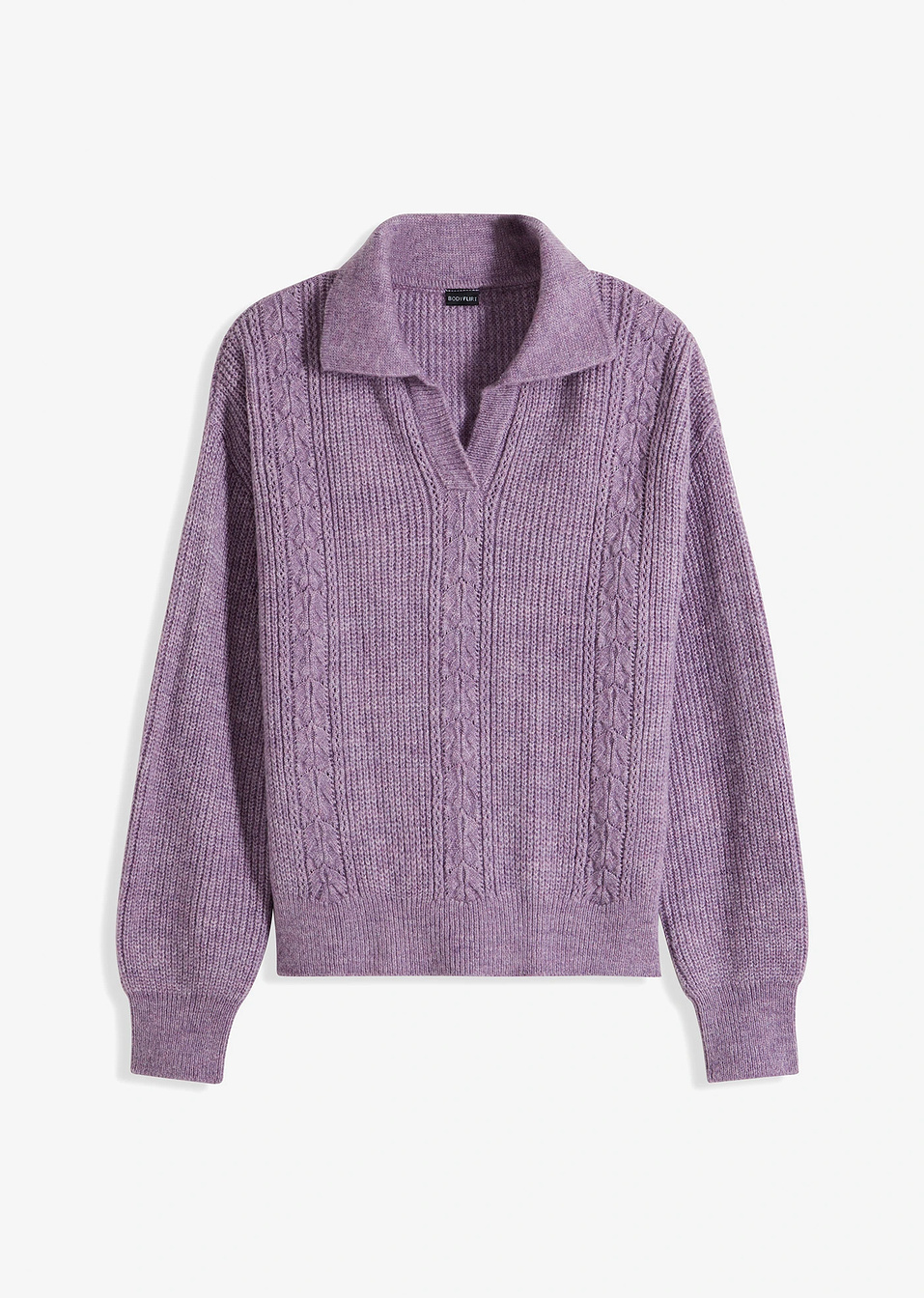 Πουλόβερ με γιακά-Μωβ μελανζέ-BODYFLIRT