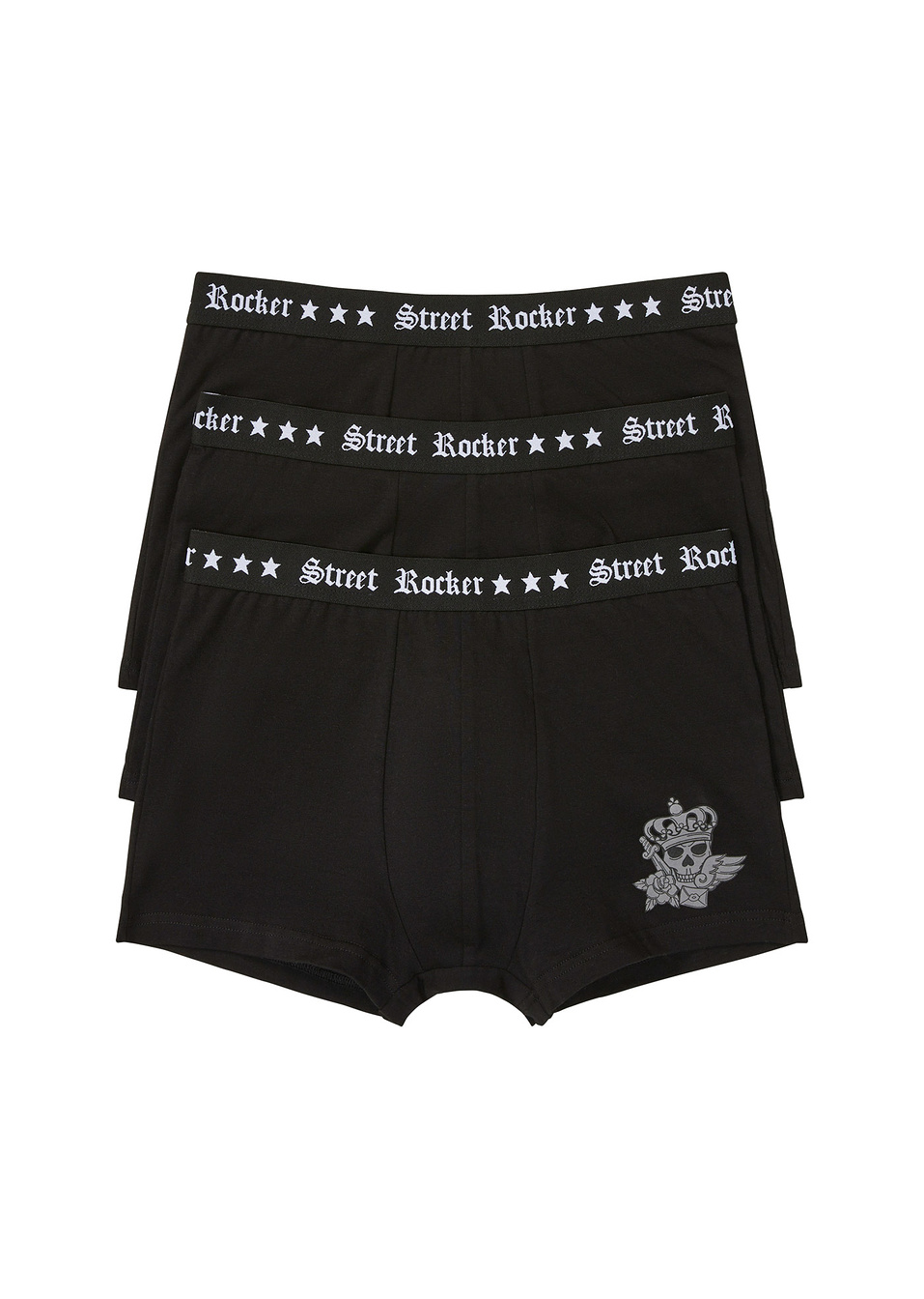 Εφαρμοστό μποξεράκι (συσκευασία των 3)-Μαύρο με στάμπα-bpc bonprix collection