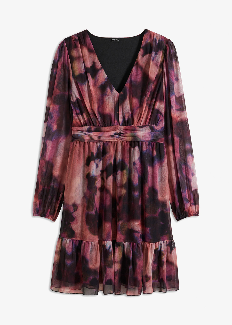 Φόρεμα από εμπριμέ mesh-Ροζ/Μαύρο-BODYFLIRT