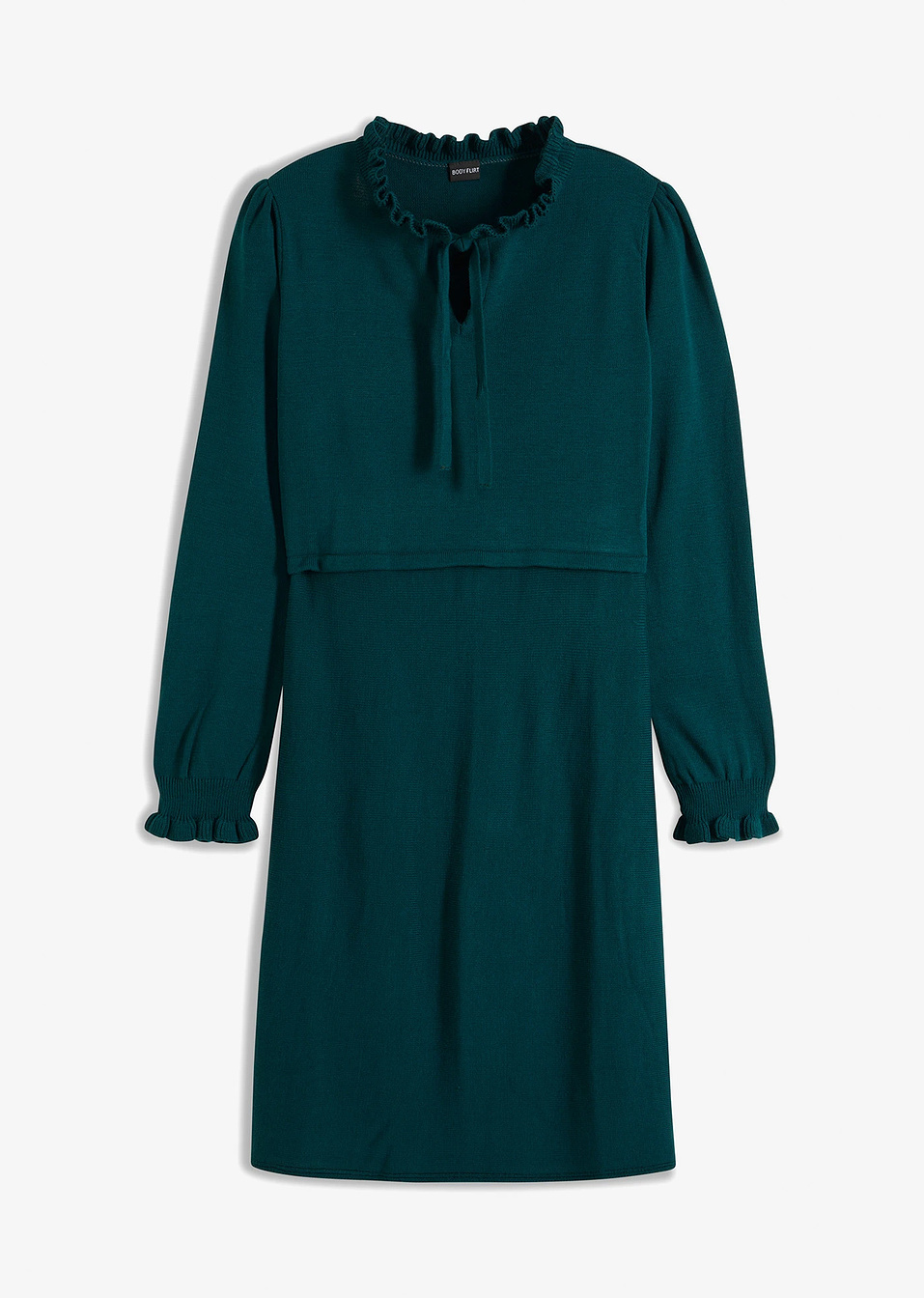 Πλεκτό φόρεμα-Πράσινο σκούρο-BODYFLIRT