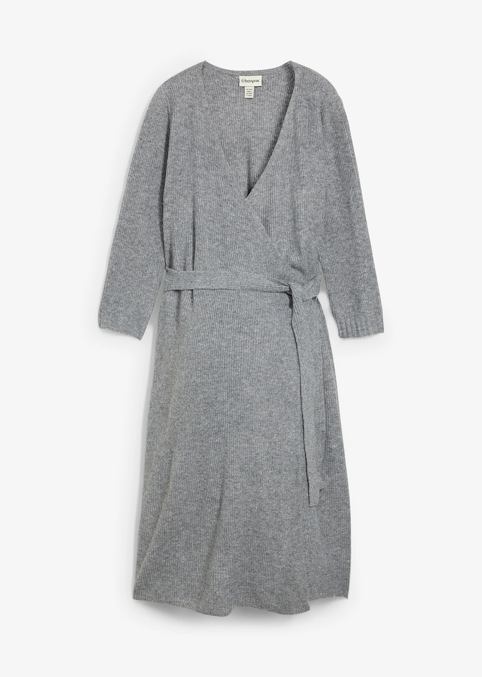 Πλεκτό φόρεμα ριμπ εγκυμοσύνης και θηλασμού-Γκρι μελανζέ-bpc bonprix collection