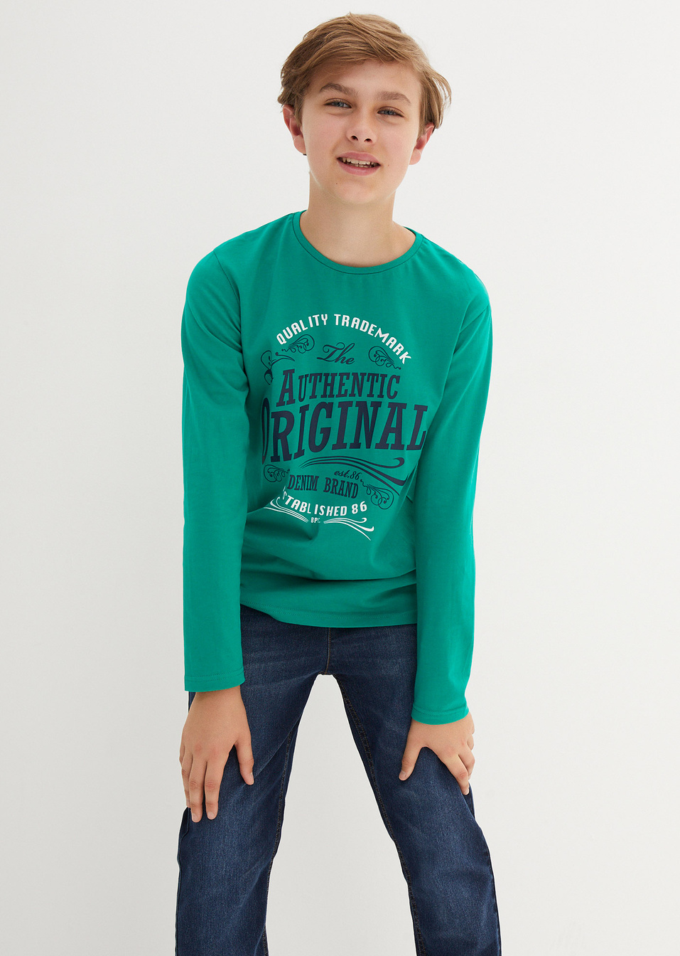 Μακρυμάνικη μπλούζα από βιολογικό βαμβάκι (συσκευασία των 2)-bpc bonprix collection