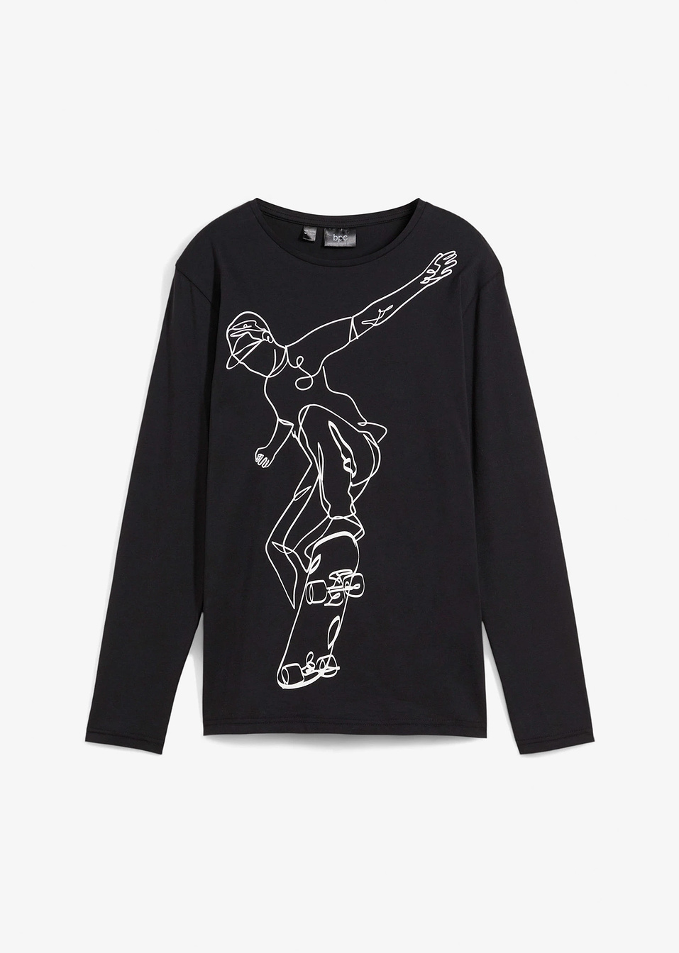 Μακρυμάνικη μπλούζα από βιολογικό βαμβάκι-Μαύρο-bpc bonprix collection