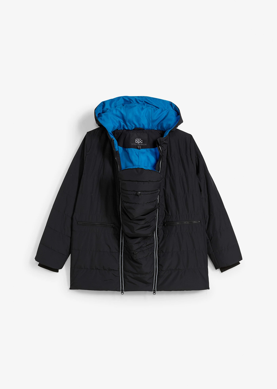 Яке за бременни 3 в 1 с приставка за бебеносене и светлоотразителни детайли-Черно/Атлантическо синьо-bpc bonprix collection