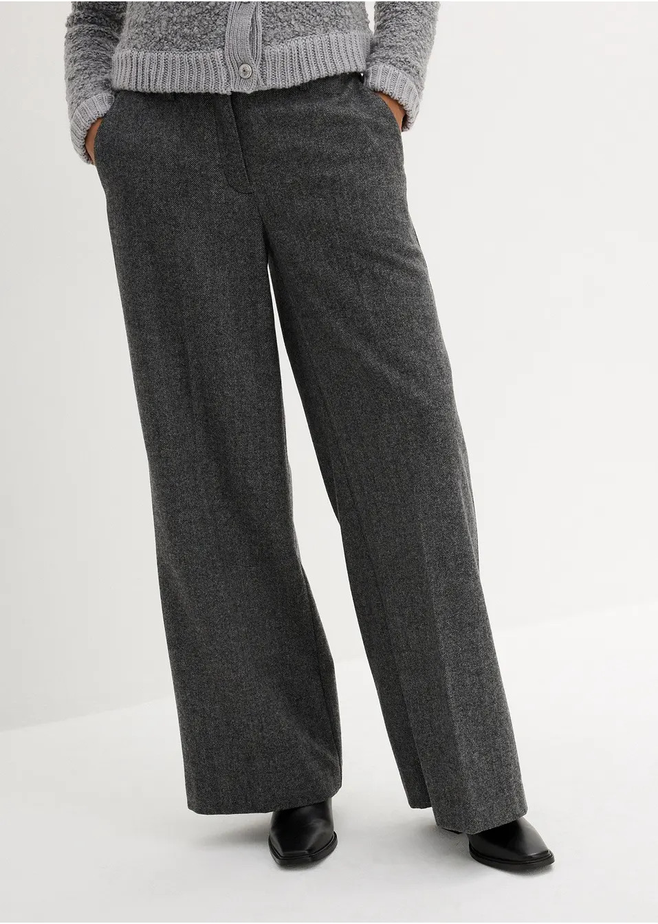 Παντελόνι από μεικτό μαλλί με μοτίβο ψαροκόκαλο-bonprix PREMIUM