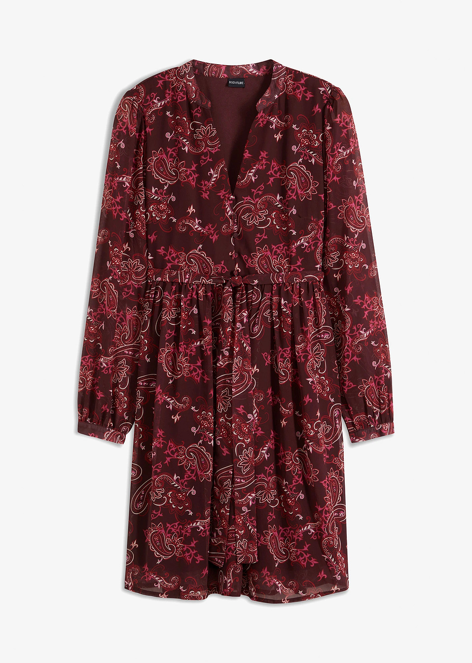 Φόρεμα από εμπριμέ σιφόν-Μπορντό paisley-BODYFLIRT
