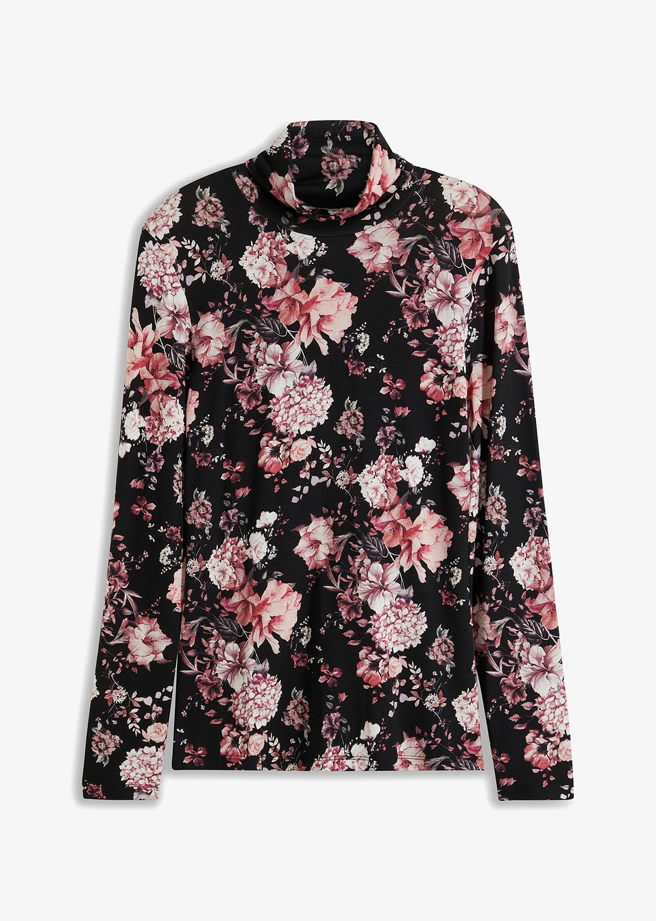 Μακρυμάνικη εμπριμέ μπλούζα-Μαύρο φλοράλ-BODYFLIRT